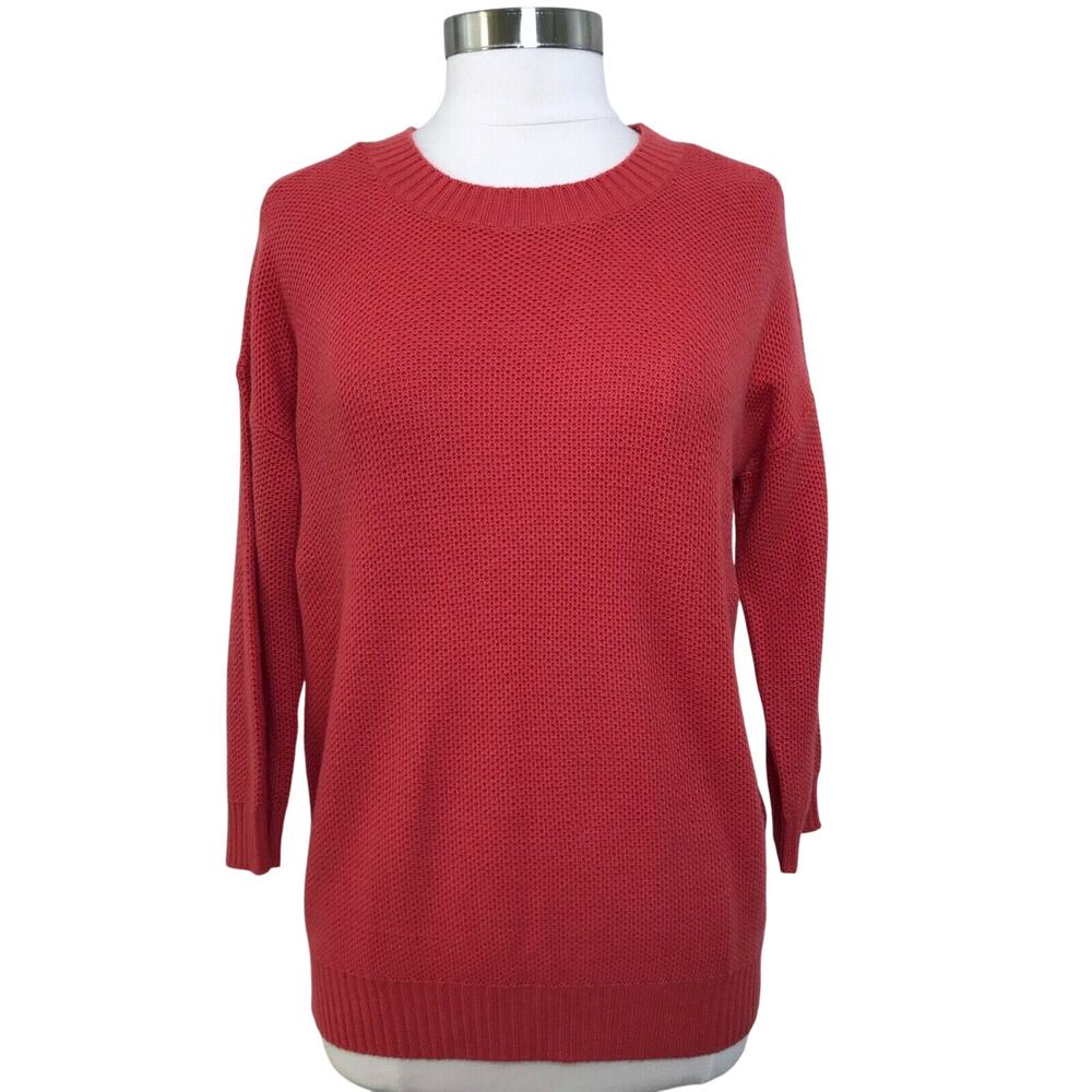 New Soft Joie Large L Ranger Sweater Red Wool Blend Crew Neck 3/4 Sleeve Women's